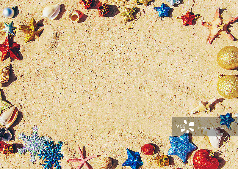 沙滩贝壳圣诞节背景图片素材