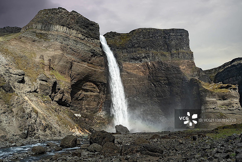 冰岛南部地区的壮丽瀑布景色图片素材