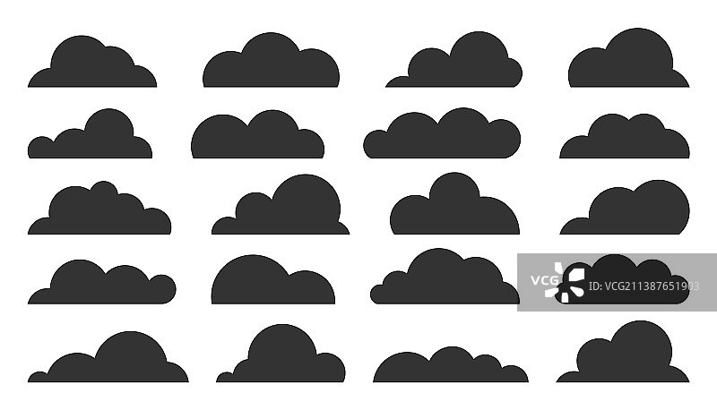 黑色云天气小部件气候轮廓合集图片素材