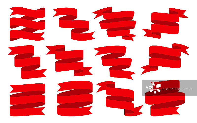 红色节日促销派对彩带扁平化设计图片素材