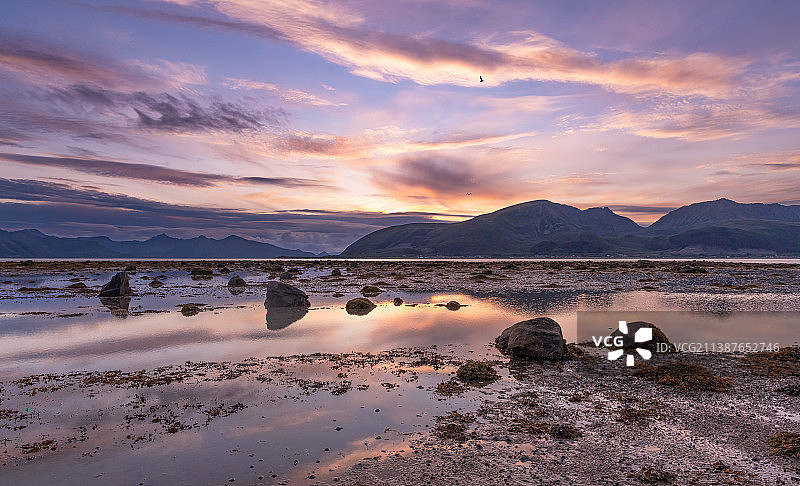 挪威安德内斯日落时分的海景图片素材