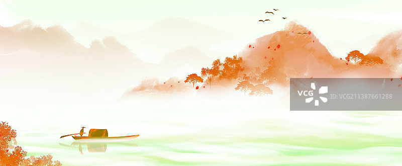 秋天风景处暑立秋节气插画图片素材