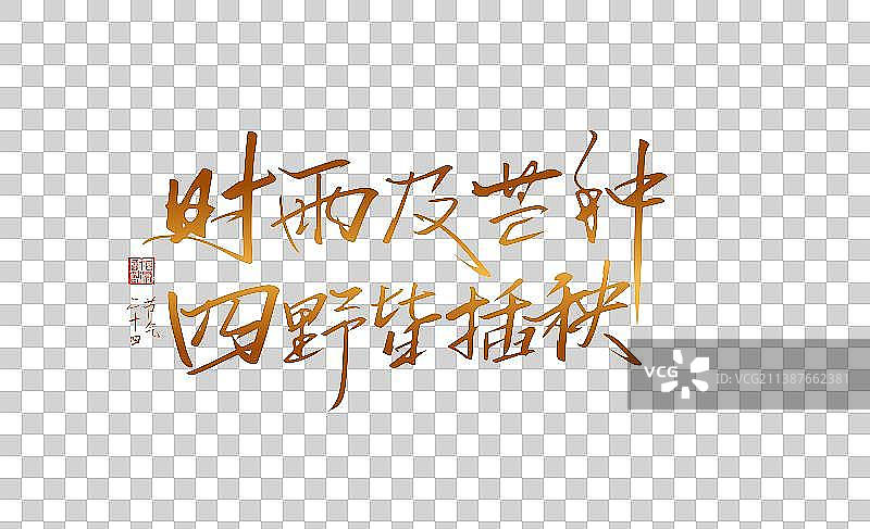 手写时雨及芒种 四野皆插秧艺术字图片素材