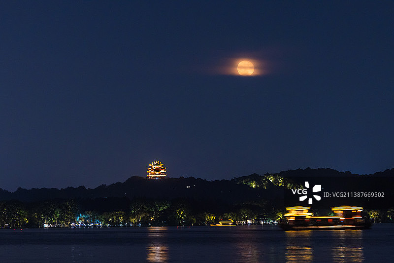 西湖月色图片素材