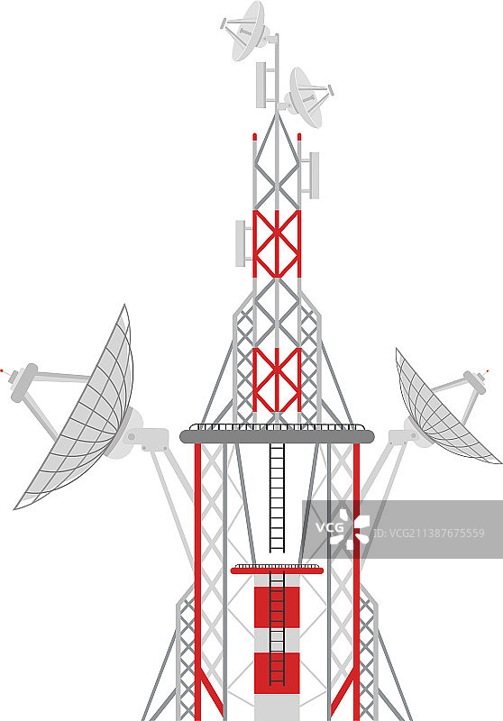 白色背景上的卡通风格无线电塔图标图片素材