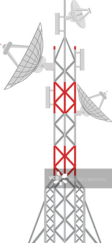 白色背景上的卡通风格无线电塔图标图片素材