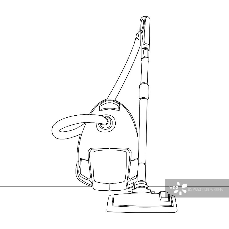 真空吸尘器连续线条艺术画概念图片素材
