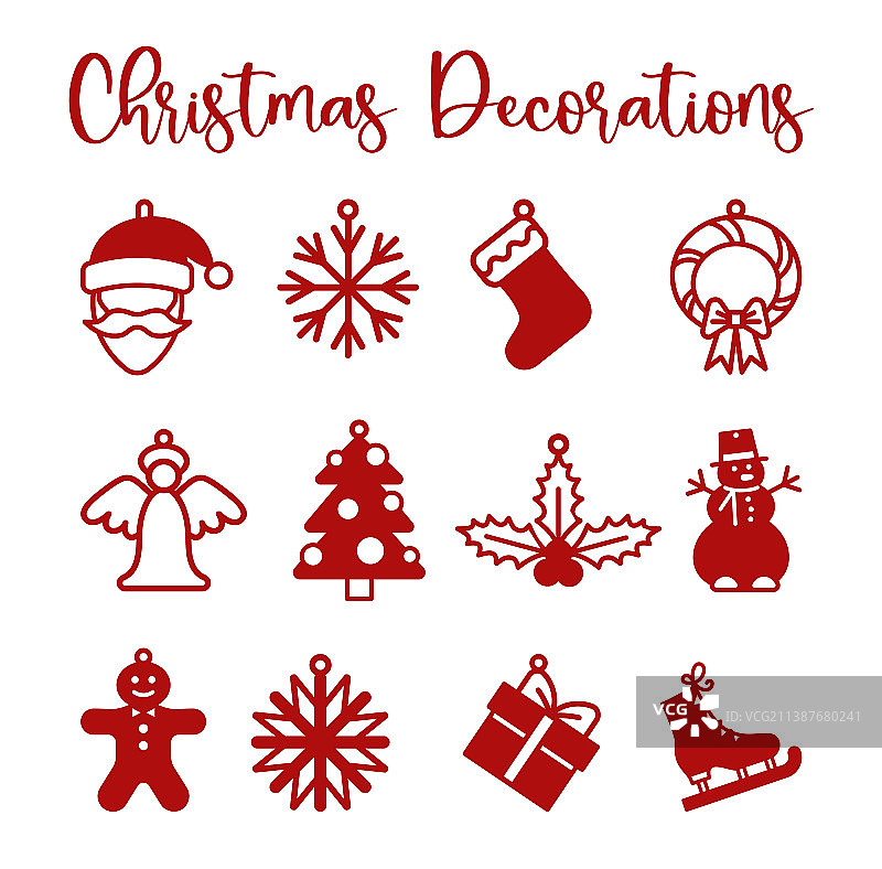 用于激光切割的圣诞装饰品模板图片素材