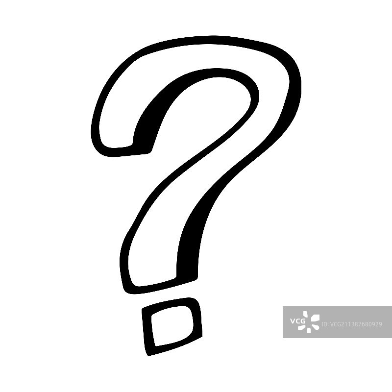 手绘涂鸦问号图标贴纸图片素材