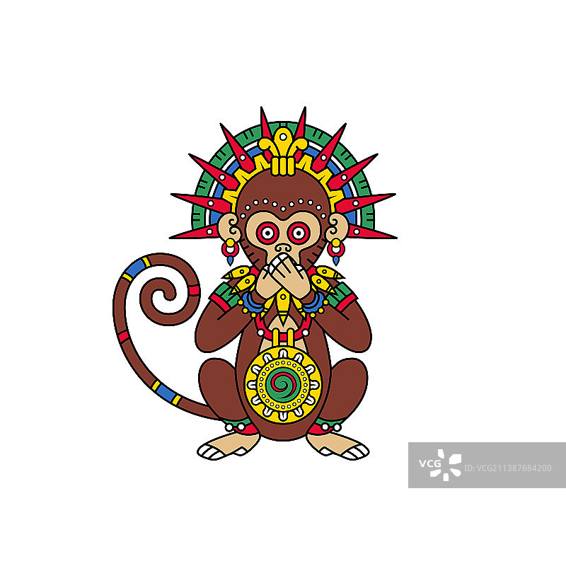 程式化猴子印花图片素材