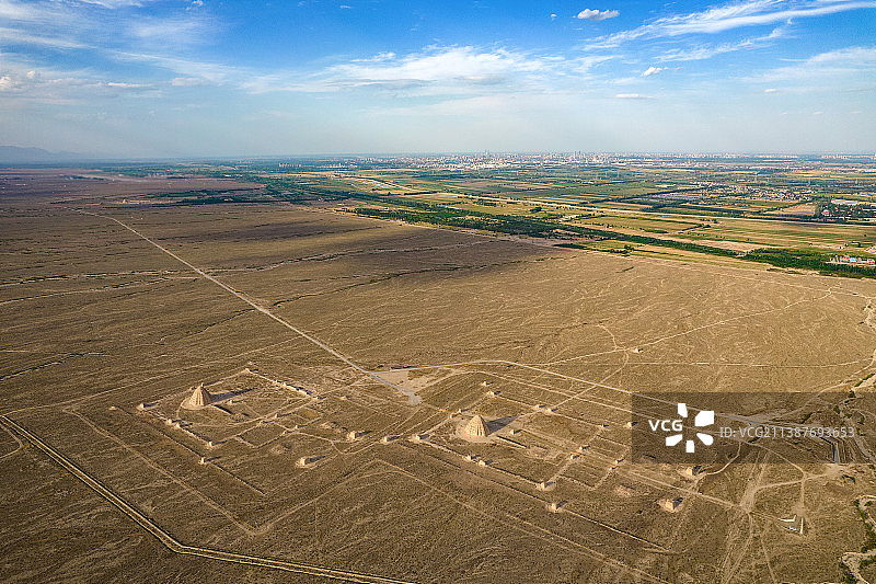 航拍宁夏自治区银川市西夏王陵图片素材