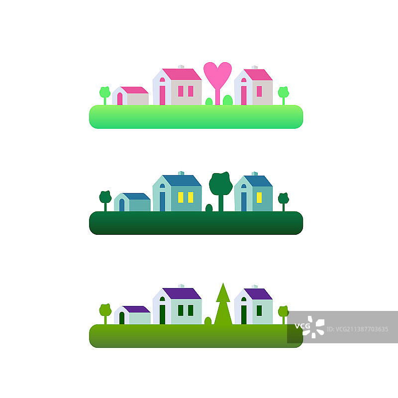 带有小元素的隔离景观图片素材