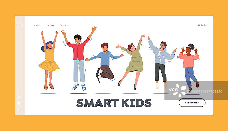 聪明的孩子着陆页模板快乐的幼儿图片素材
