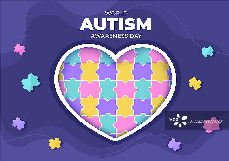 世界自闭症关爱日拼图手图片素材