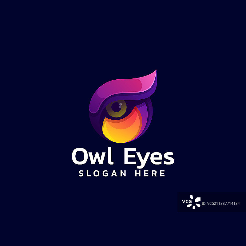 猫头鹰眼睛渐变彩色风格标志图片素材