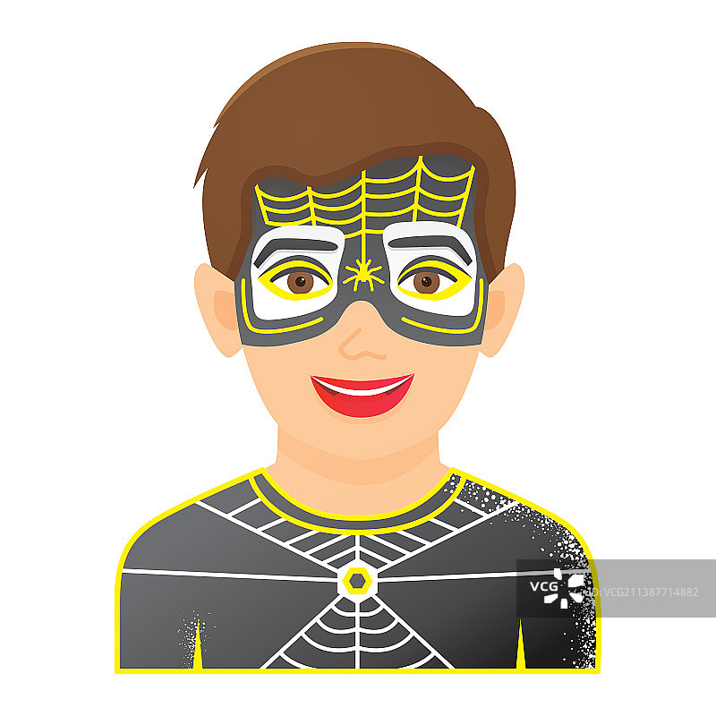 带有蜘蛛彩绘男孩的脸部彩绘图标图片素材