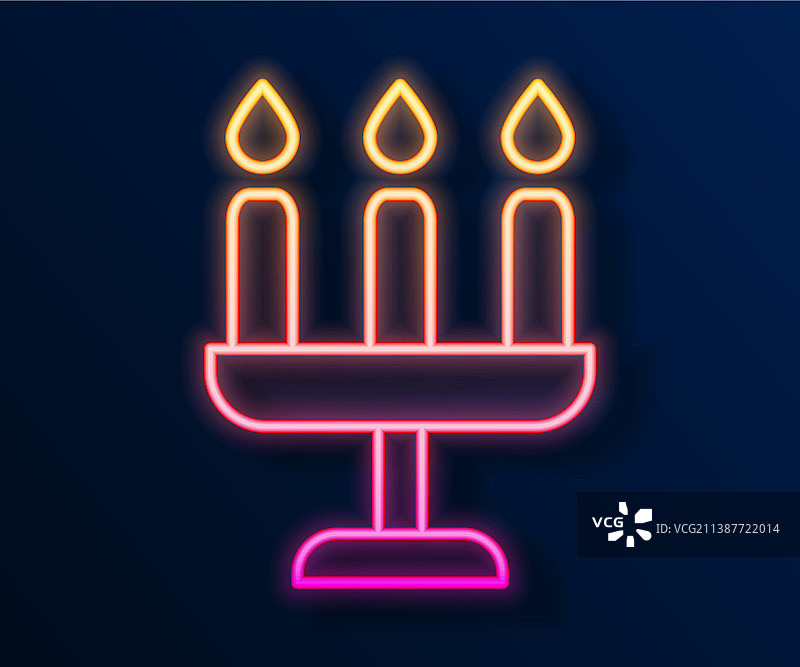 发光霓虹三头烛台图片素材