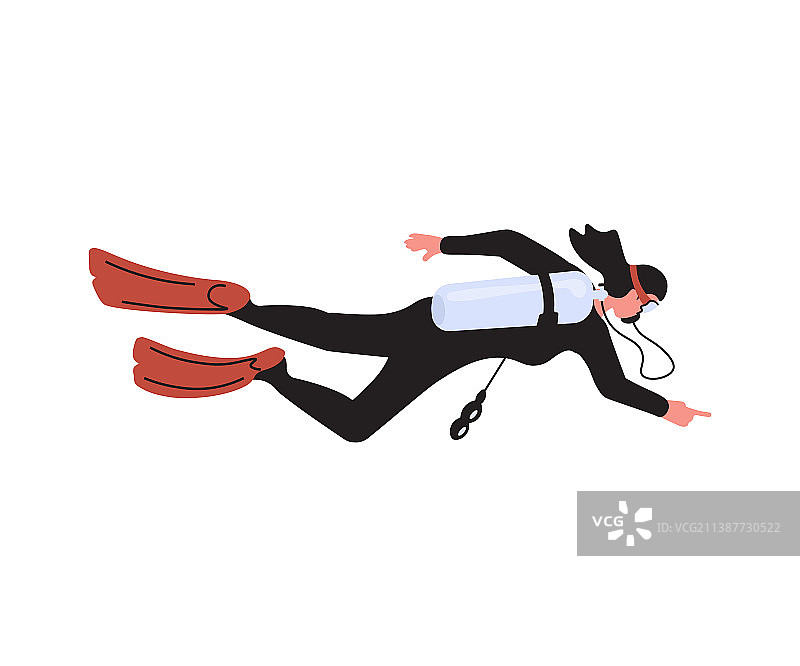 白色背景上的水肺潜水员图片素材