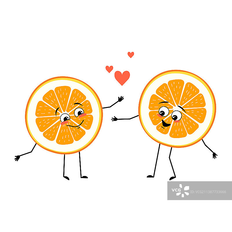 带有爱心情感的橘色角色图片素材