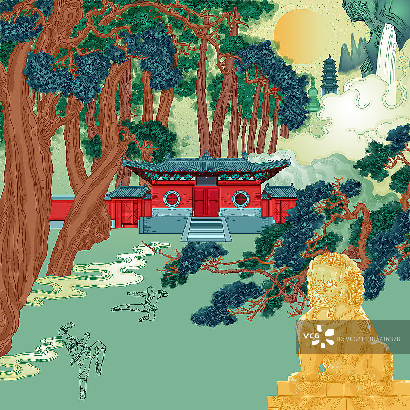 河南嵩山少林寺院建筑风景城市特色名片景点图片素材