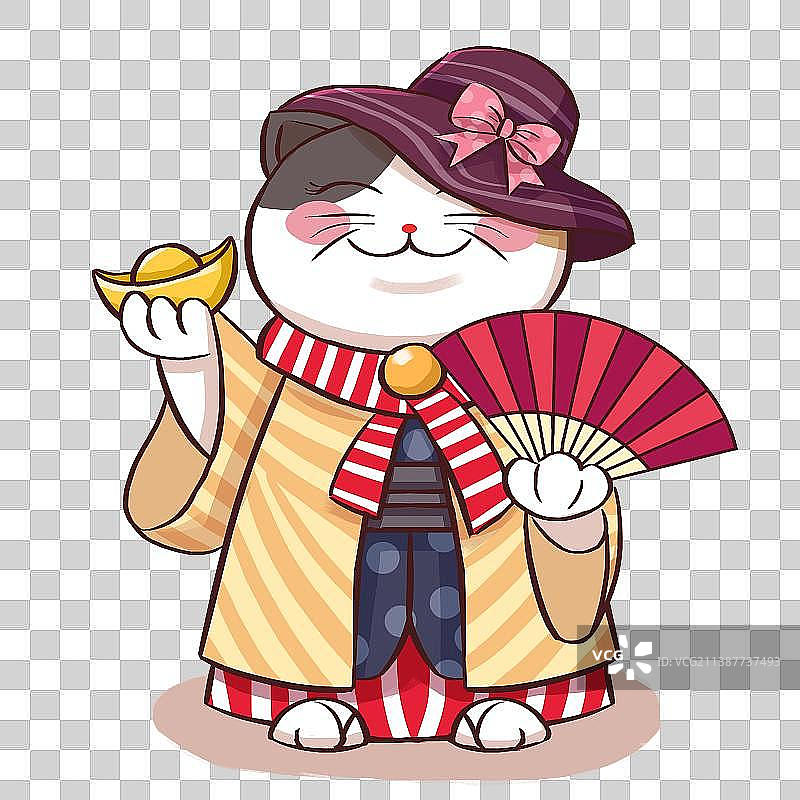 手绘卡通招财猫金元宝元素素材图片素材