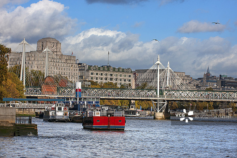 英国，伦敦，泰晤士河沿岸风景。图片素材