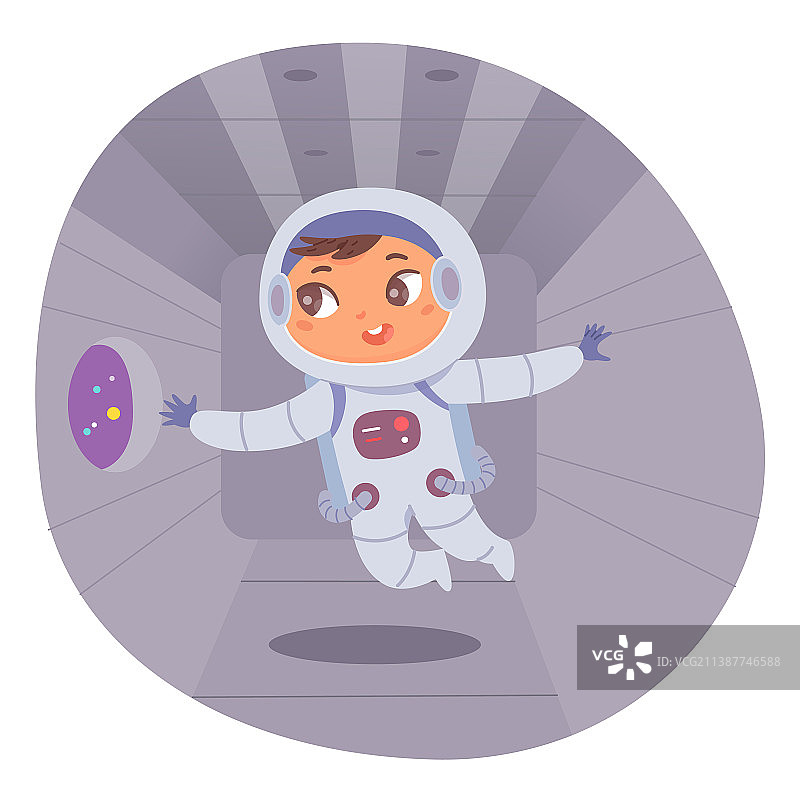 零重力状态下航天飞机内的宇航员儿童图片素材