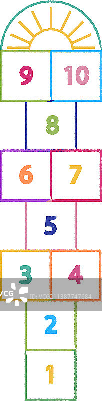 跳房子儿童游戏活动，白色背景图片素材