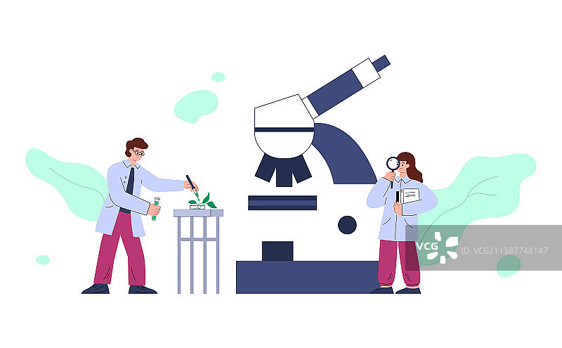 转基因植物开发扁平设计图片素材