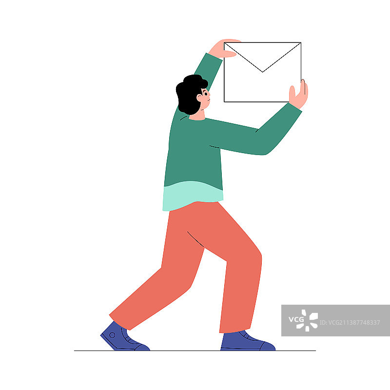 在超大信封里寄信的男人图片素材