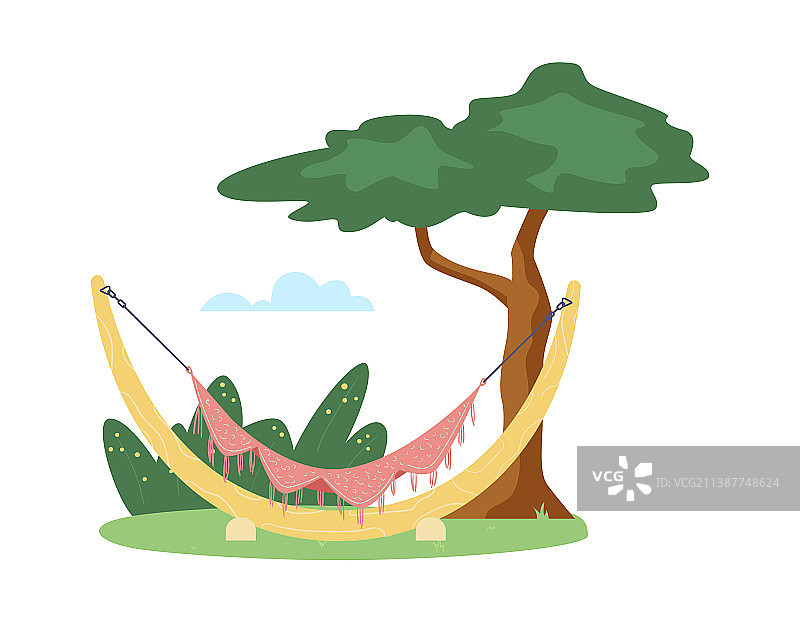 花园公寓中的帆布吊床家具图片素材