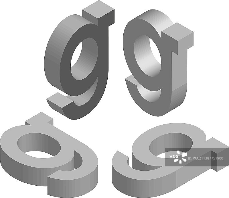 用于创建logo的2.5D字母G模板图片素材