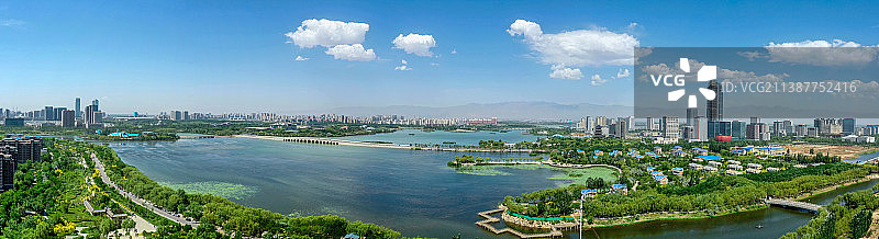 宁夏银川阅海湾航拍接片图片素材