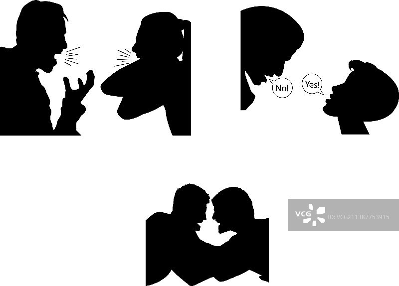 白色背景上的两人争吵图标图片素材