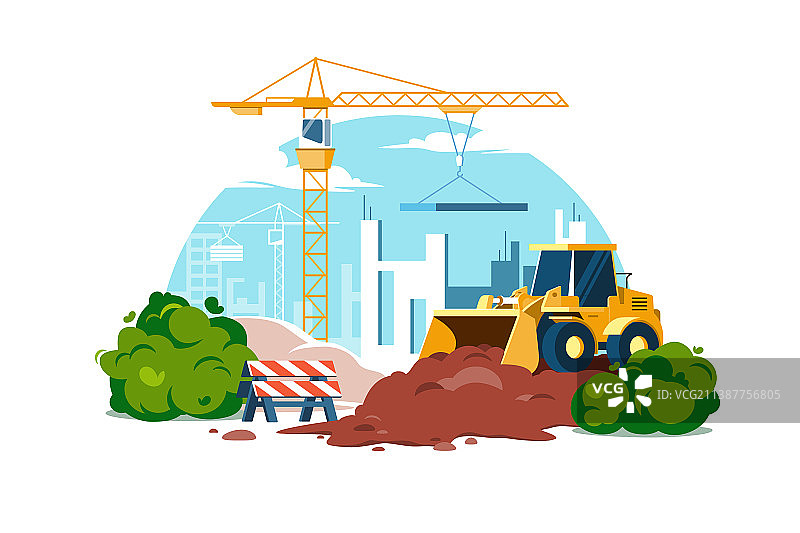 机器施工中的建筑工地图片素材