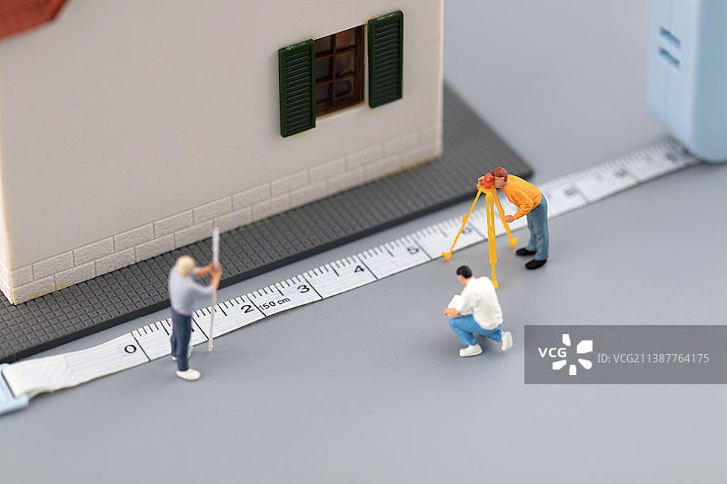 微缩场景房屋测量图片素材