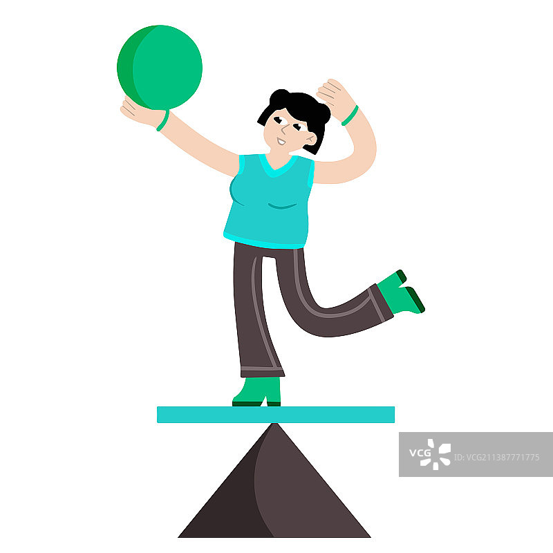 在几何图形上保持平衡的女人图片素材