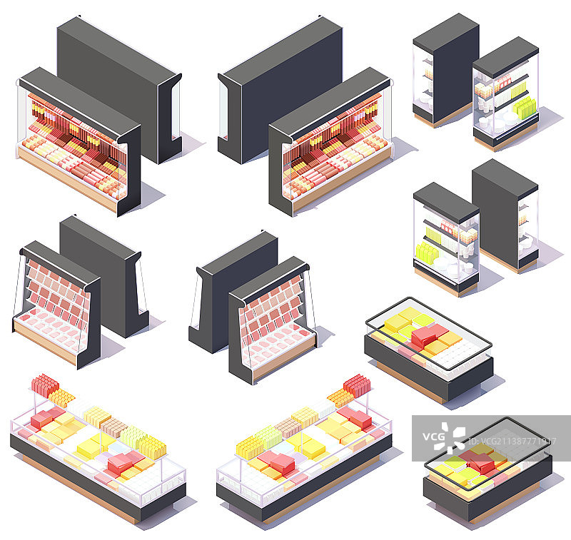 2.5D超市或食品杂货店冰箱图片素材