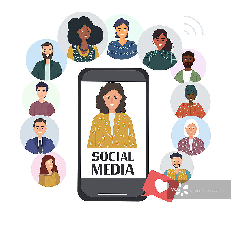 社交媒体聊天和视频通话设计图片素材