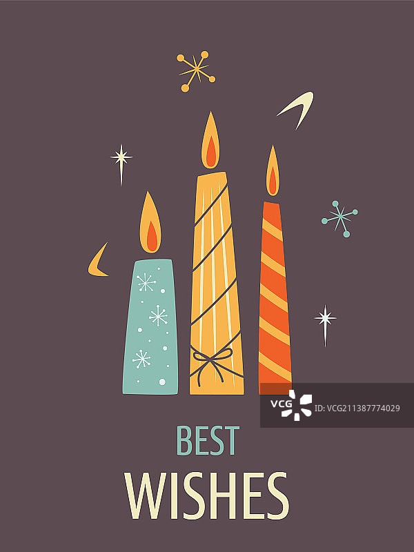 简约三蜡烛贺卡图片素材