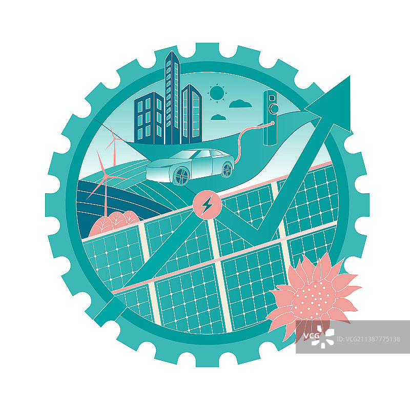 新能源产业高速发展矢量插画图片素材