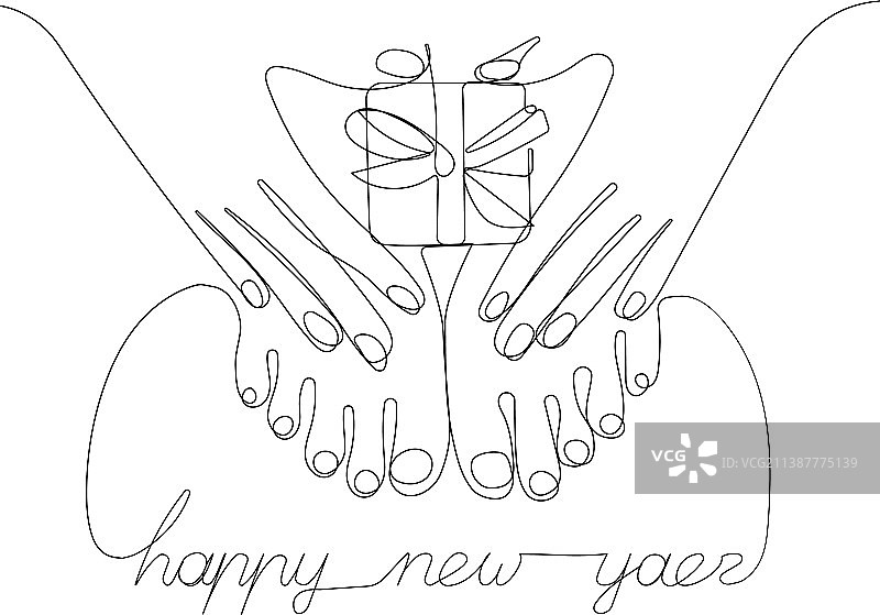 腿和手与礼物的轮廓图片素材