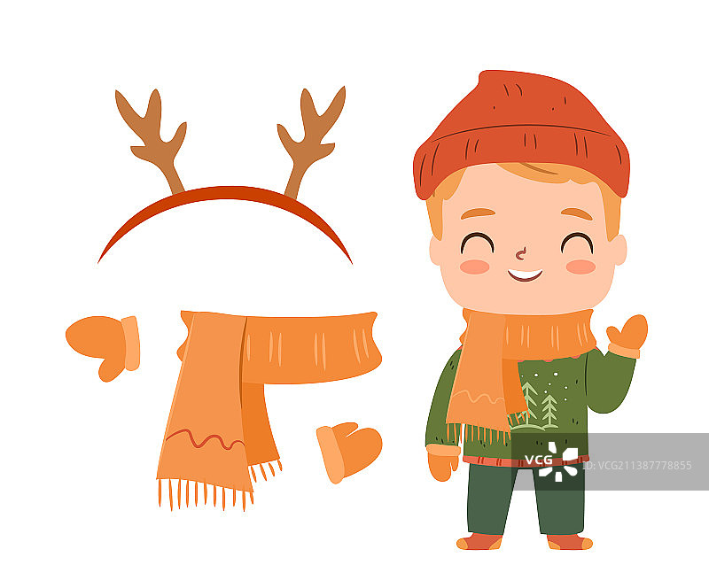 穿着冬季毛衣套装的男孩图片素材