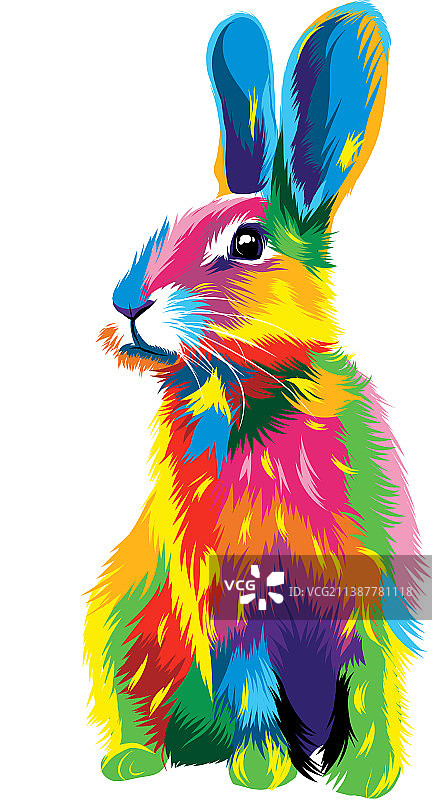 来自彩色油漆飞溅的野兔图片素材