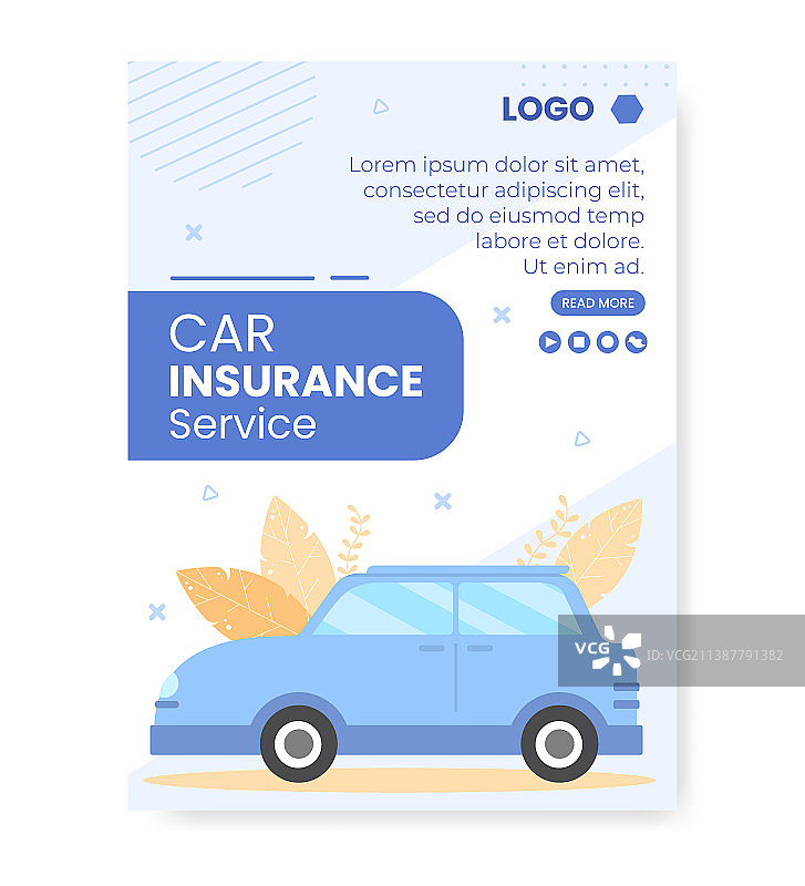 汽车保险海报模板扁平设计图片素材