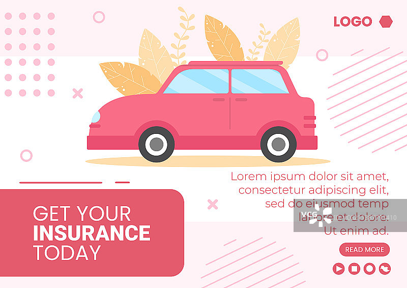 汽车保险宣传册模板扁平设计图片素材