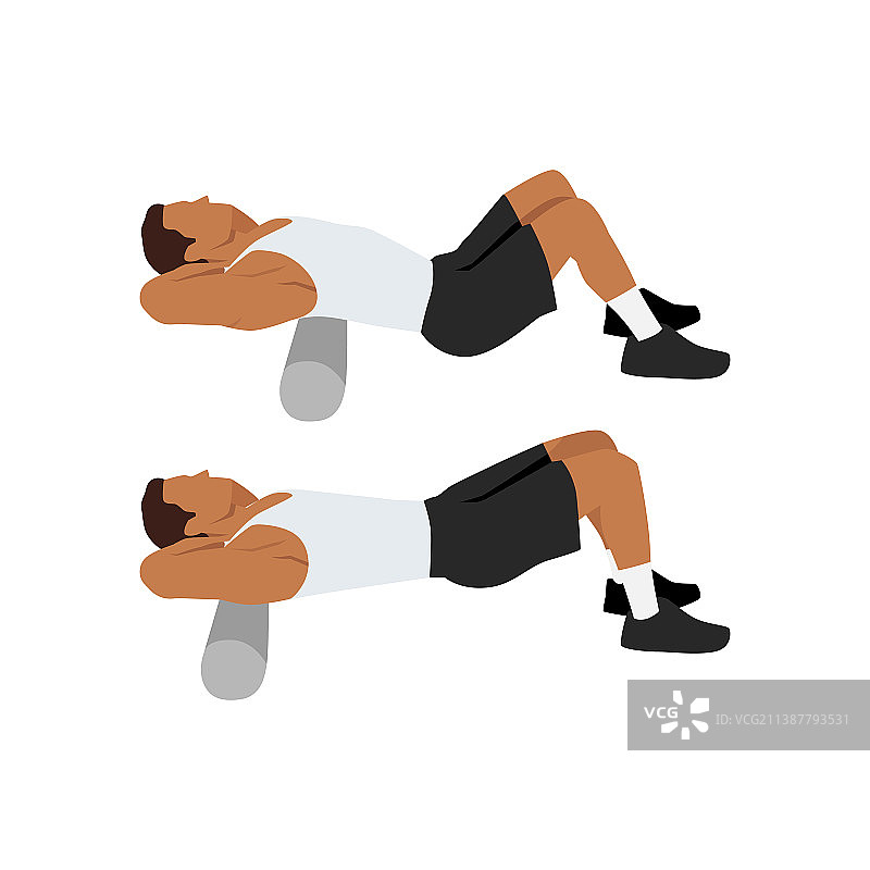 男人做泡沫轴上背部伸展运动图片素材