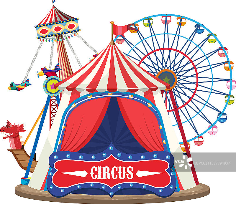 带有马戏团穹顶的游乐园图片素材