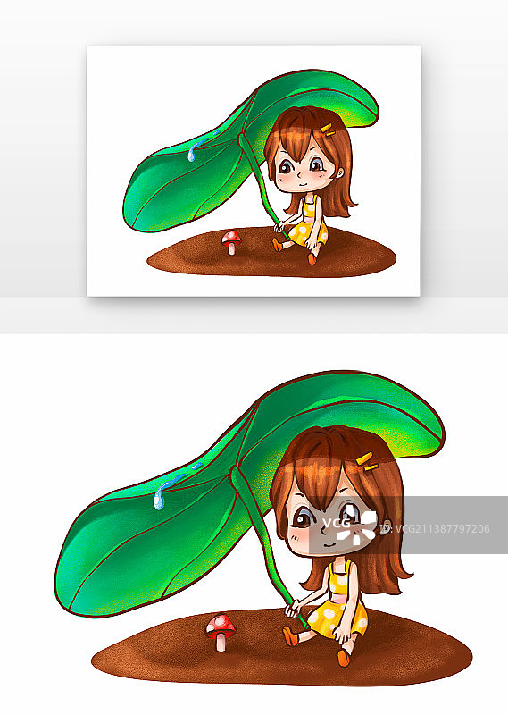 原创元素荷叶女孩图片素材