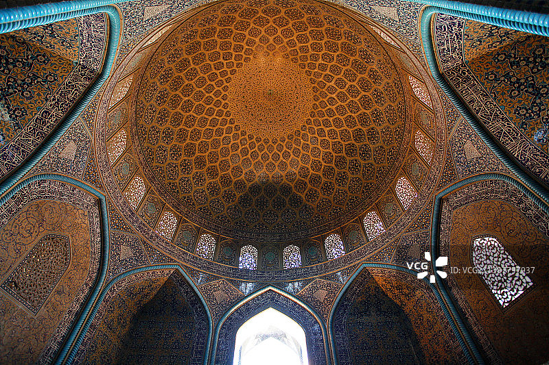 伊朗伊斯法罕清真大寺的金色穹顶 也称蓝色清真寺图片素材